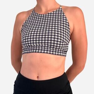 Gingham high neck open